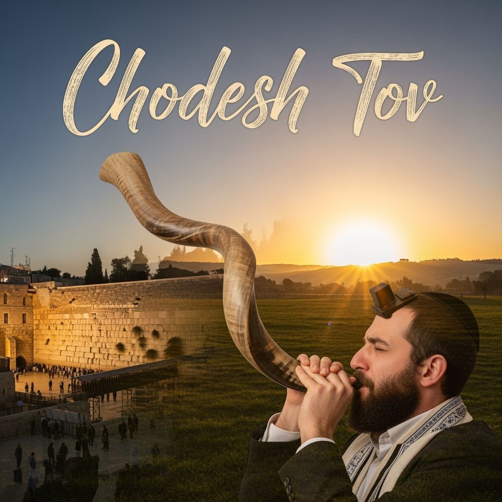 Jewish Man Blowing Shofar at Western Wall Sunrise