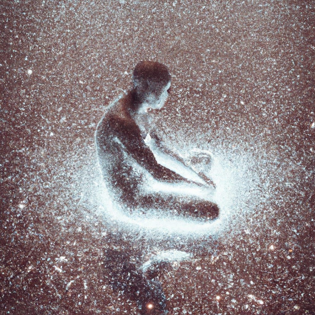 Sparkling Figure in Starry Sea: Chillwave Space Art