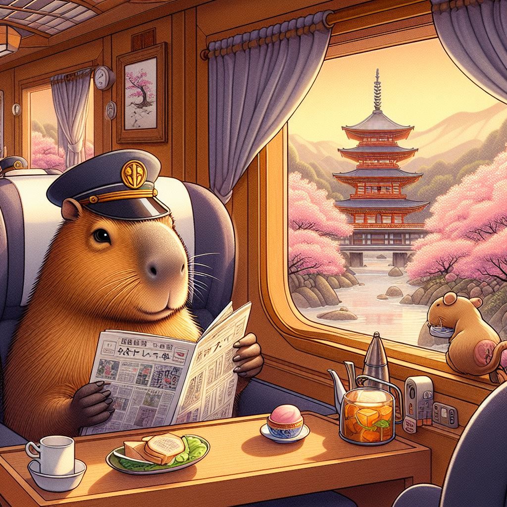 Variations of capybaras in a sleeper train