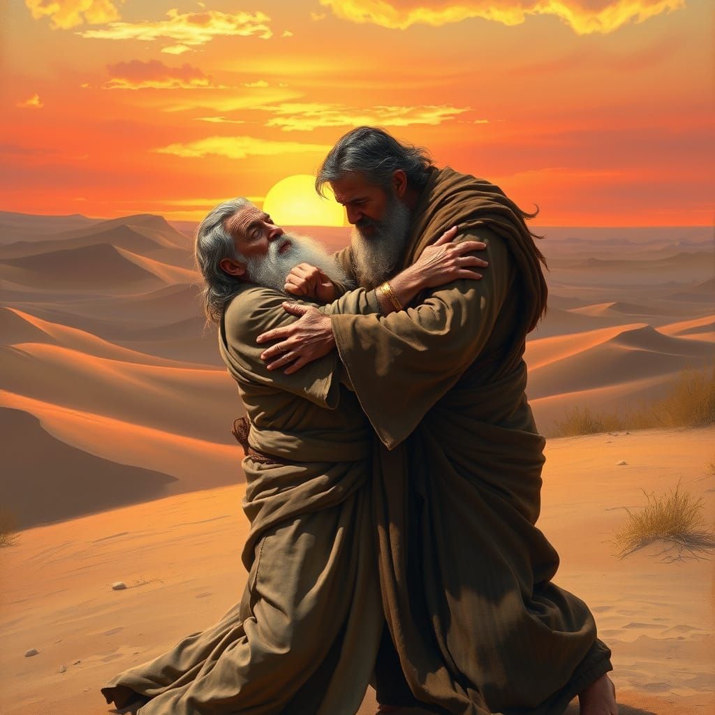 Genesis 32:22-32 : Jacob Wrestles God in the Desert  by @Miki-Kate 