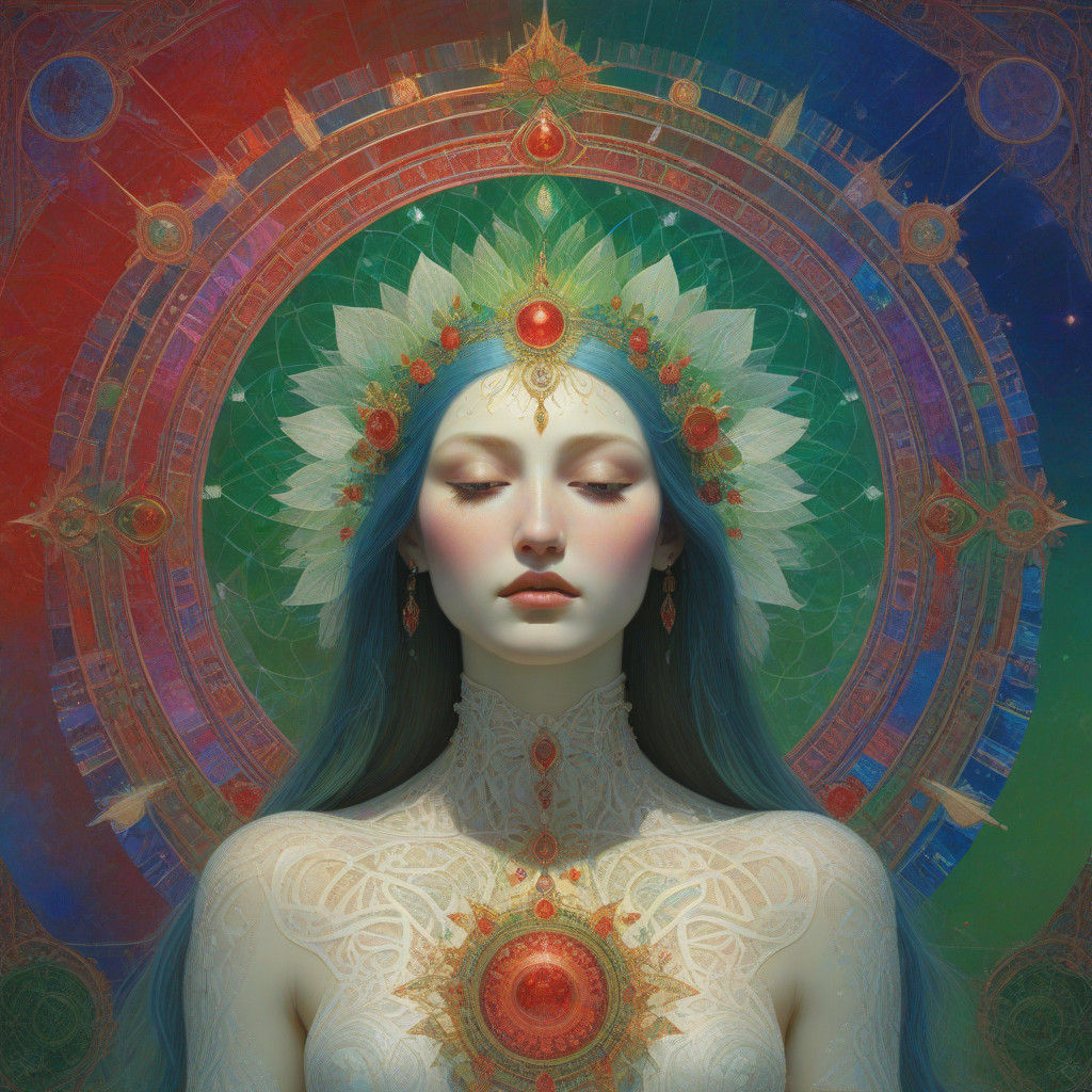 Ethereal Cosmic Visionary Art with Sacred Geometry