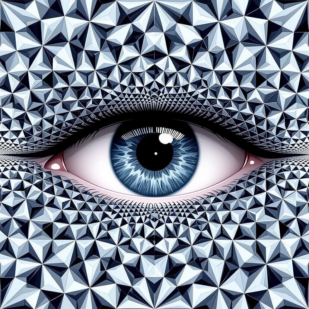 Greyscale geometric tessellation illusionary eyetrick    by @Sophia 