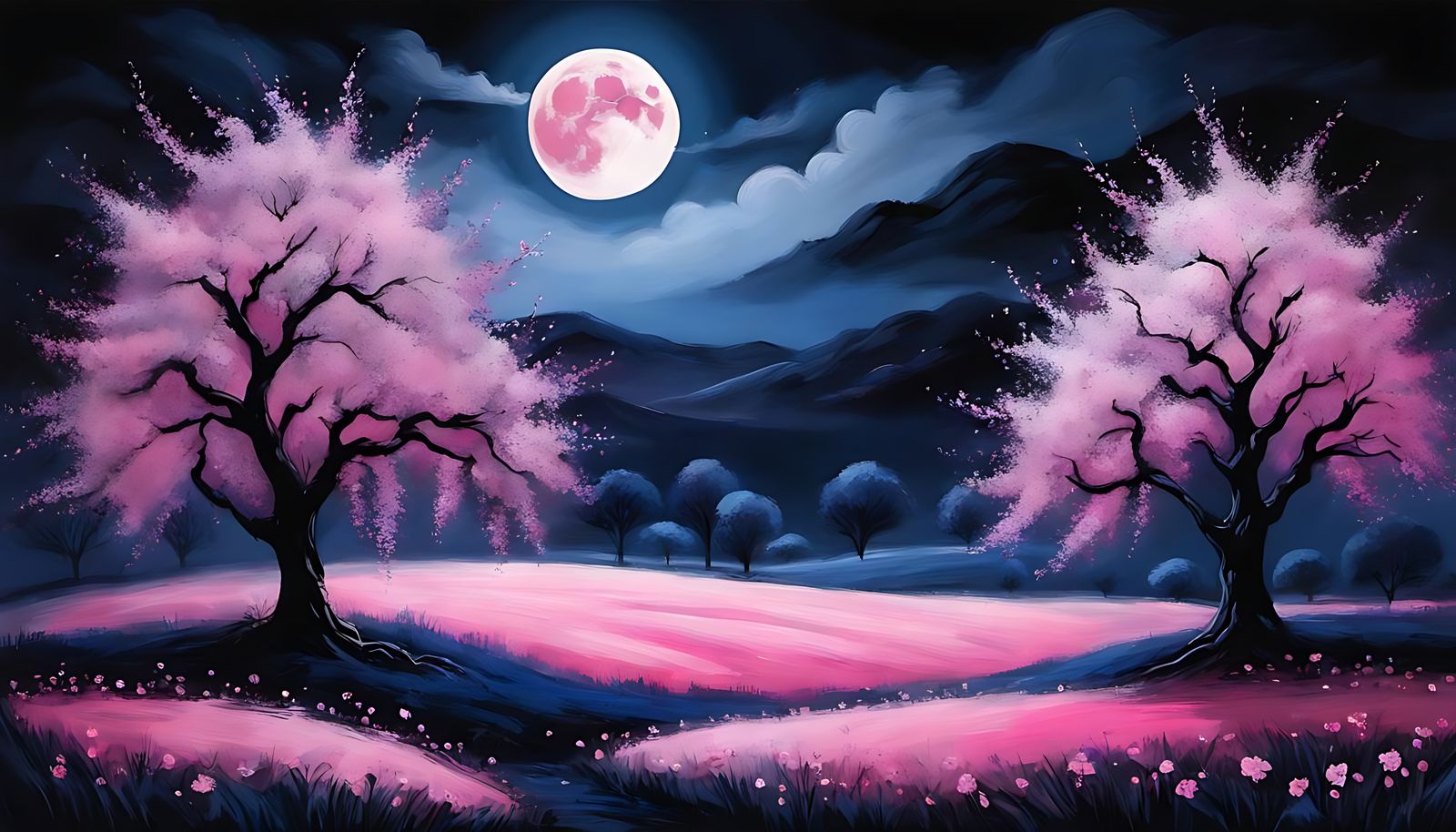 With the Moon oh high, the blossom bathes serenely in its harvest luminosity . . .  by @Brooky