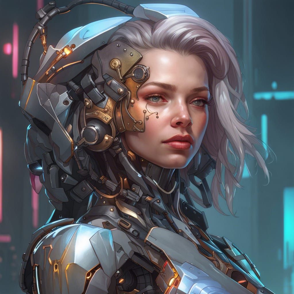 Half human half cyborg girl - AI Generated Artwork - NightCafe Creator