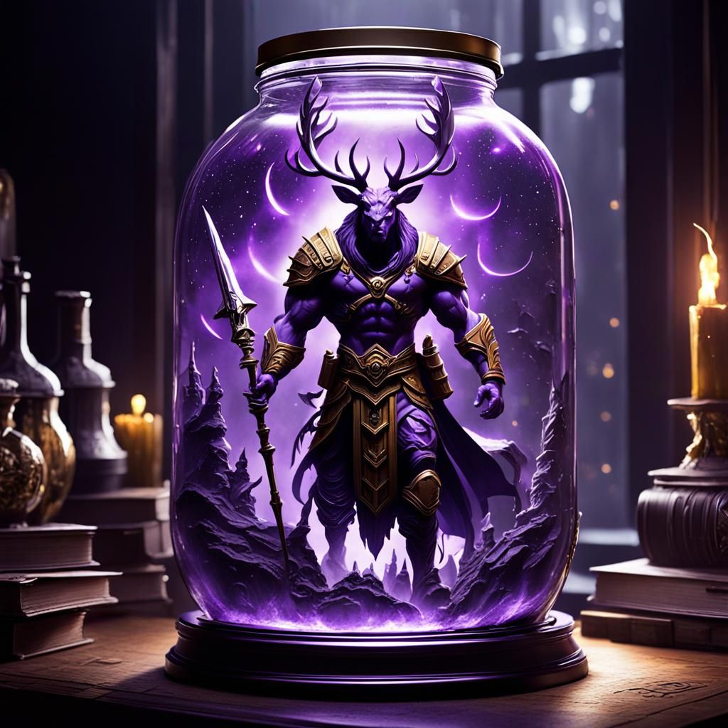 A God comfortably drinking the universe in a jar, a masterpi...