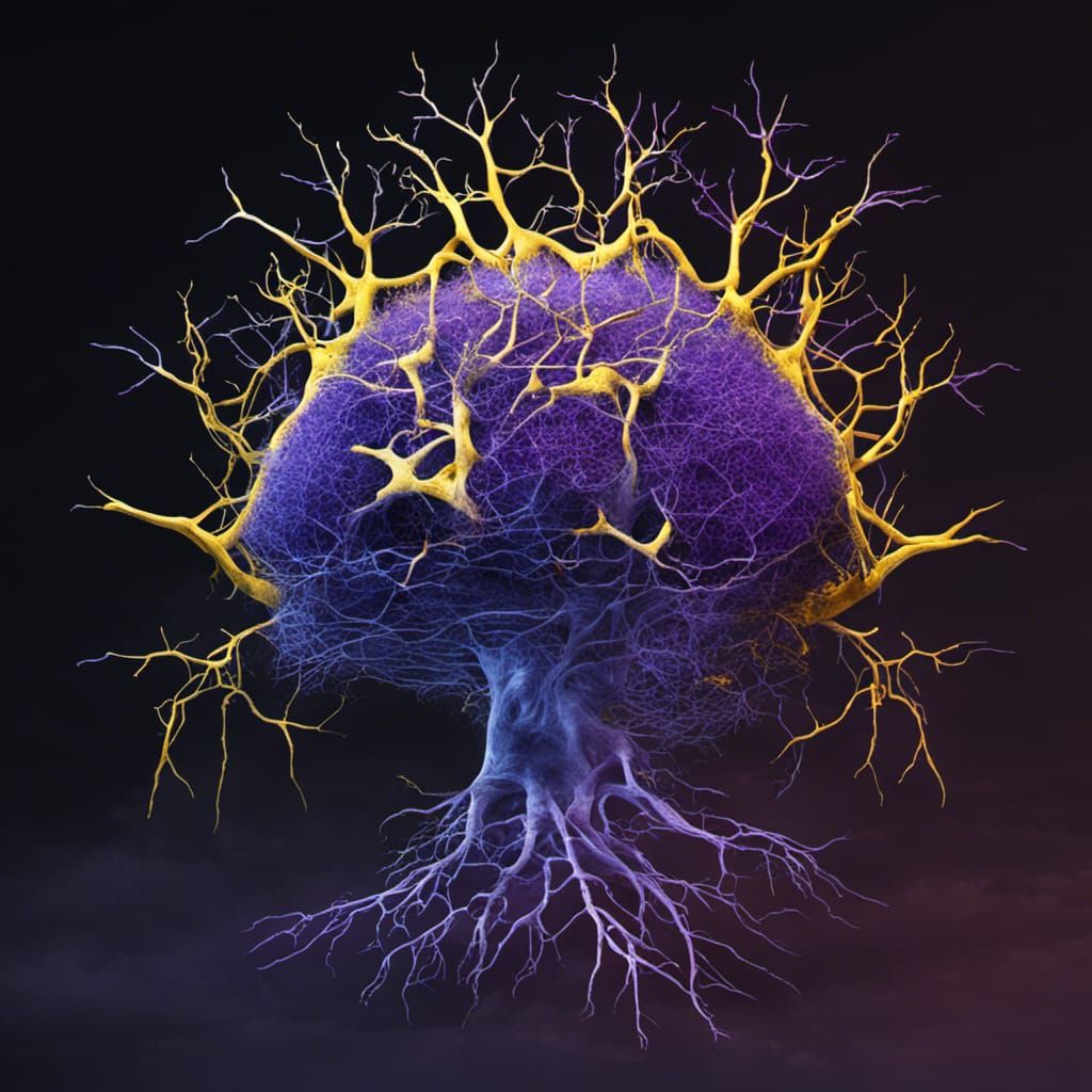 Neuro network system in a tree crown  mysterious photorealis...