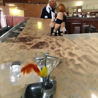 Ron Jabbar flirts with the bar maid