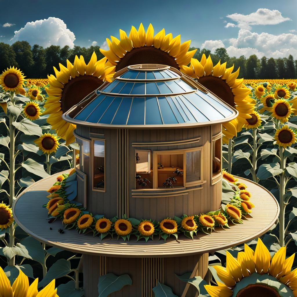 Ants' house in a sunflower field