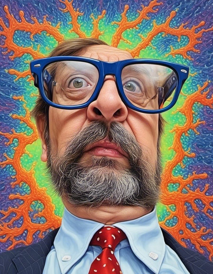 Anthropomorphic Amoeba with Glasses and a Neck Tie, caricatu...