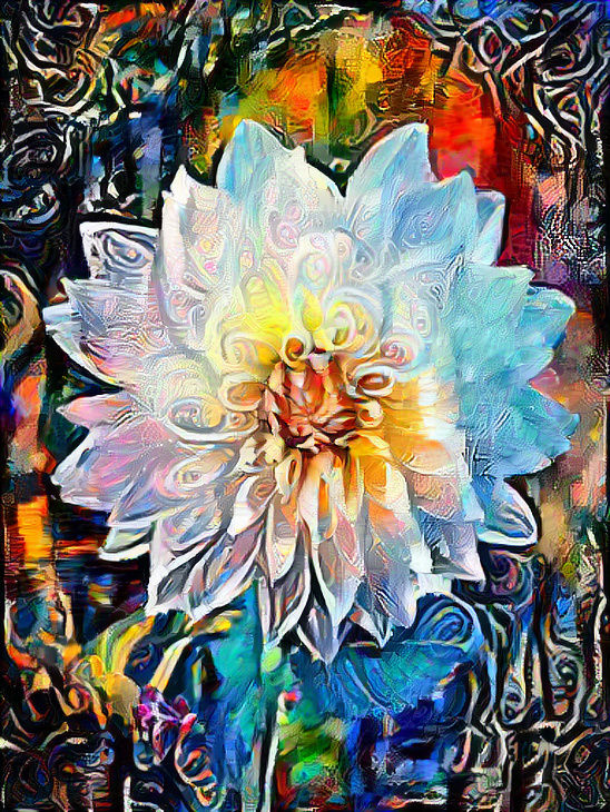 patterned white dahlia