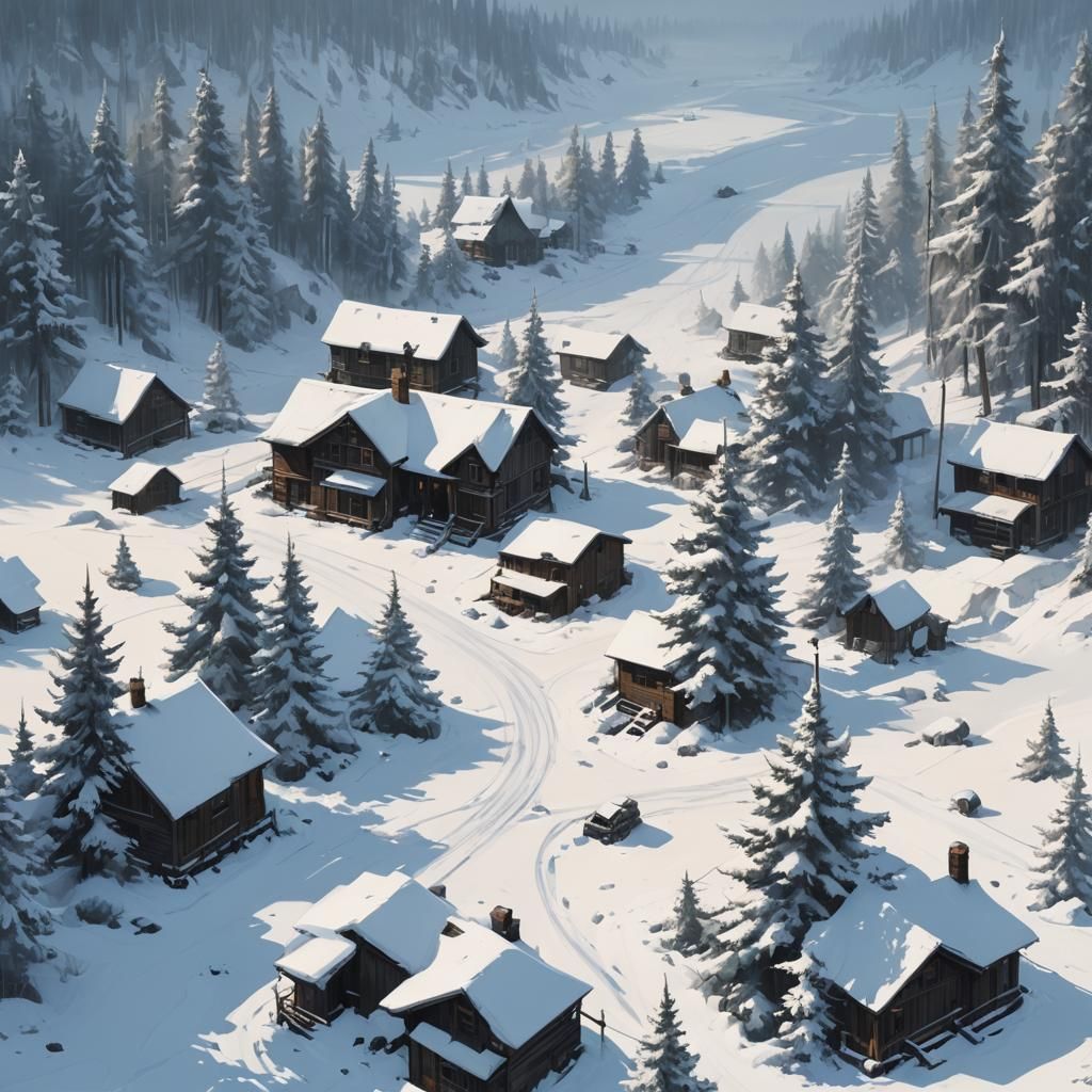 strybk, background summer seasons, snowy, concept art, oil p...