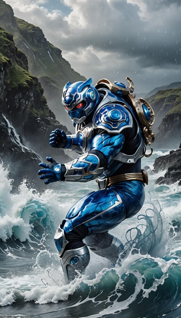 Photorealistic full body portrait of a Poliwrath-Inspired Po...