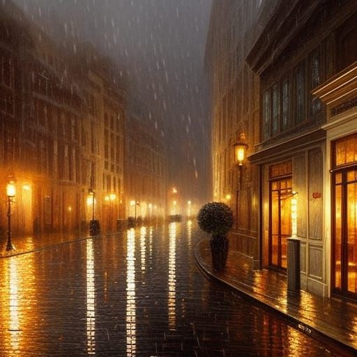 Rainy street - AI Generated Artwork - NightCafe Creator