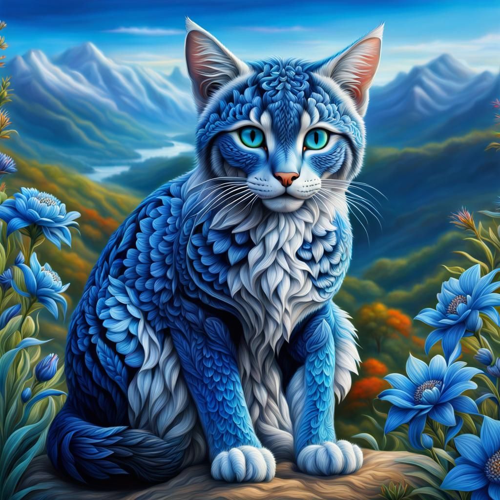 Blue Feline  by @Moonshell