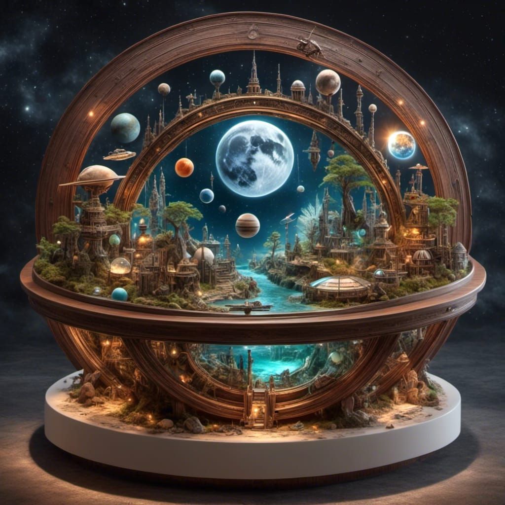 solar system  in a   <lora:Resin Egg:1.0> hippodrome gallery