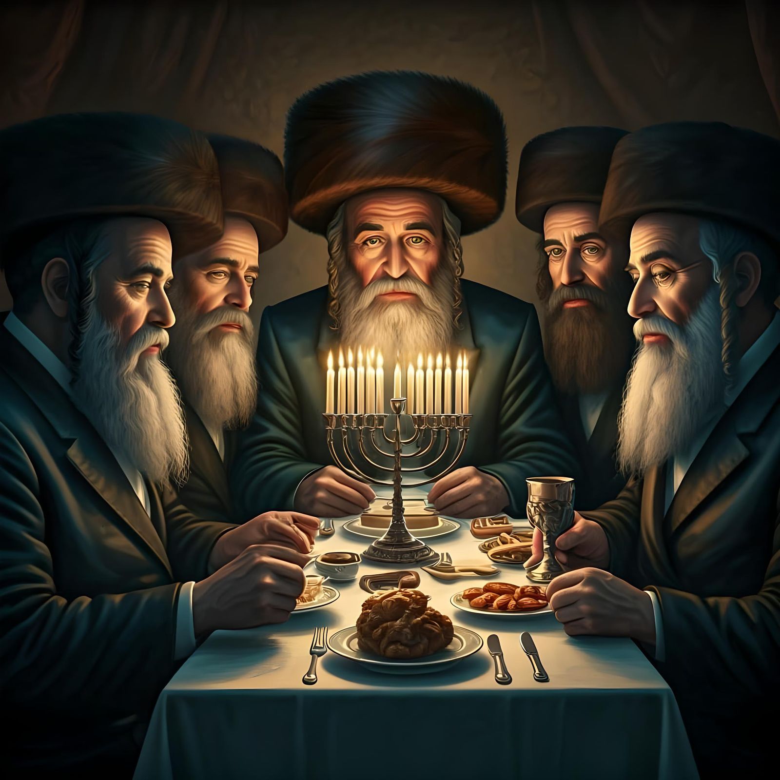 Sabbath Table Scene in Hyperrealistic Style