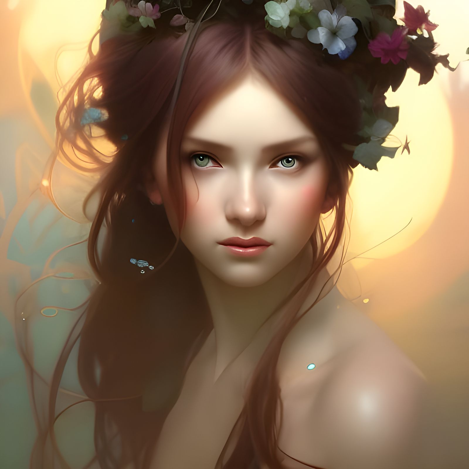Beautiful Floral Girl AI Generated Artwork NightCafe Creator