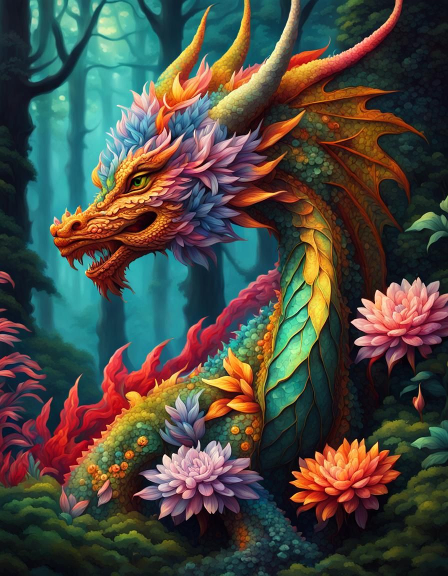 Flowery dragon  by @Diane