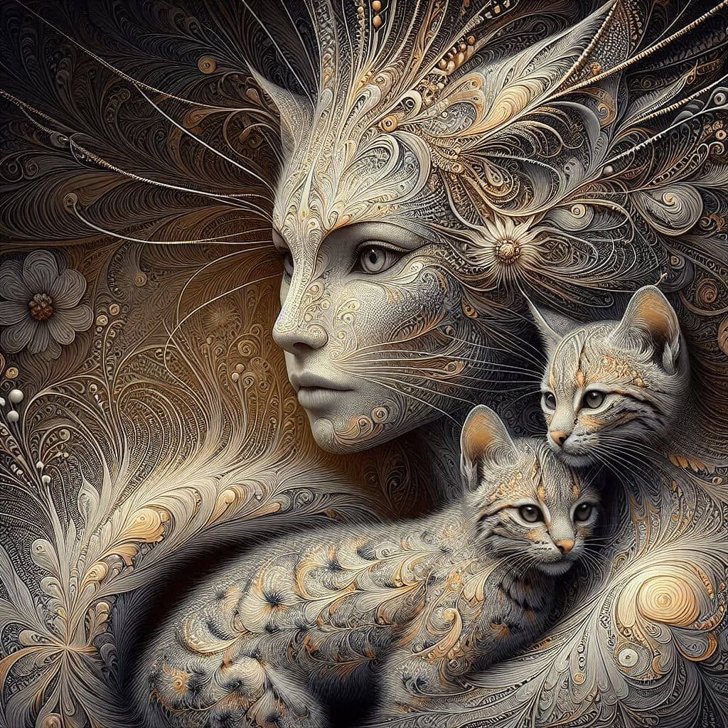 Feline Goddess With Kitten!!!!