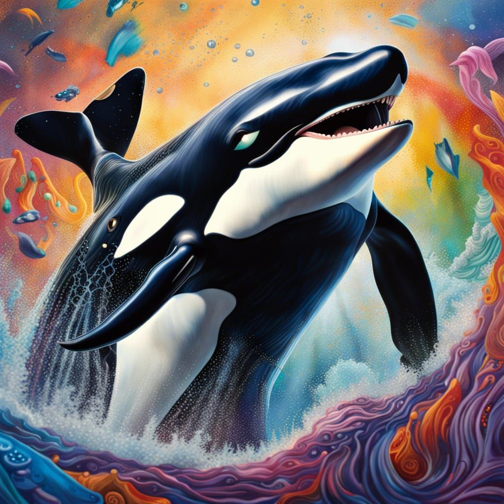 A bigkiller whale hyperdetailed intricately detailed,  filmi...