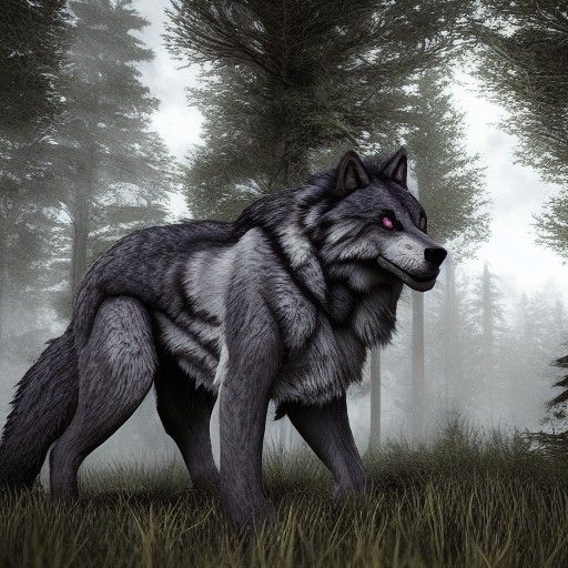 Large bulky wolf, with the attitude of a leader
