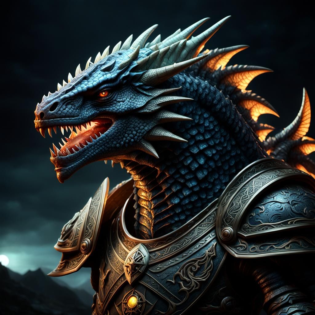 Hyper-realistic Dark fantasy concept art, portrait, cinematic, high detail, vibrant, dramatic shading.Seraphon appears as a noble, imposing...
