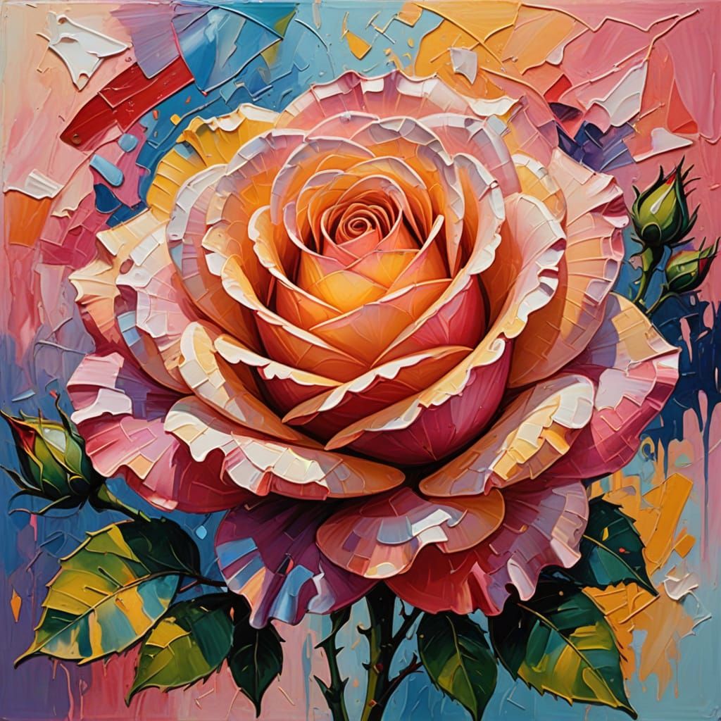 Abstract Expressionist Love Symbol with Rose and Heart