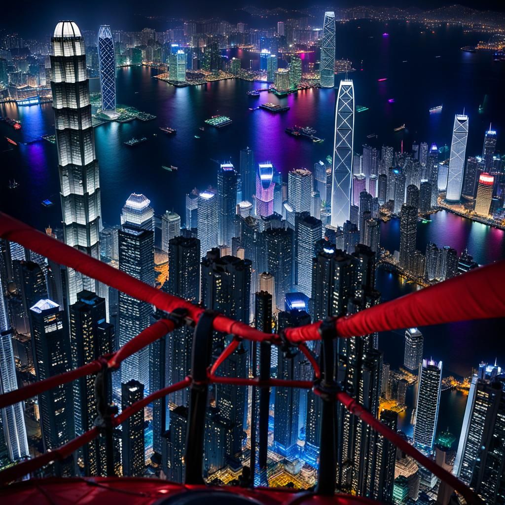 Hong Kong Night View from Hot Air Balloon