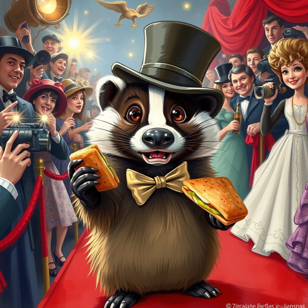  badger,  stumbles onto a glamorous red carpet event
