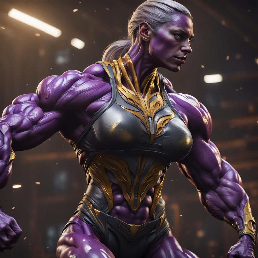 Muscular Female Bodybuilder in Dark Fantasy Style