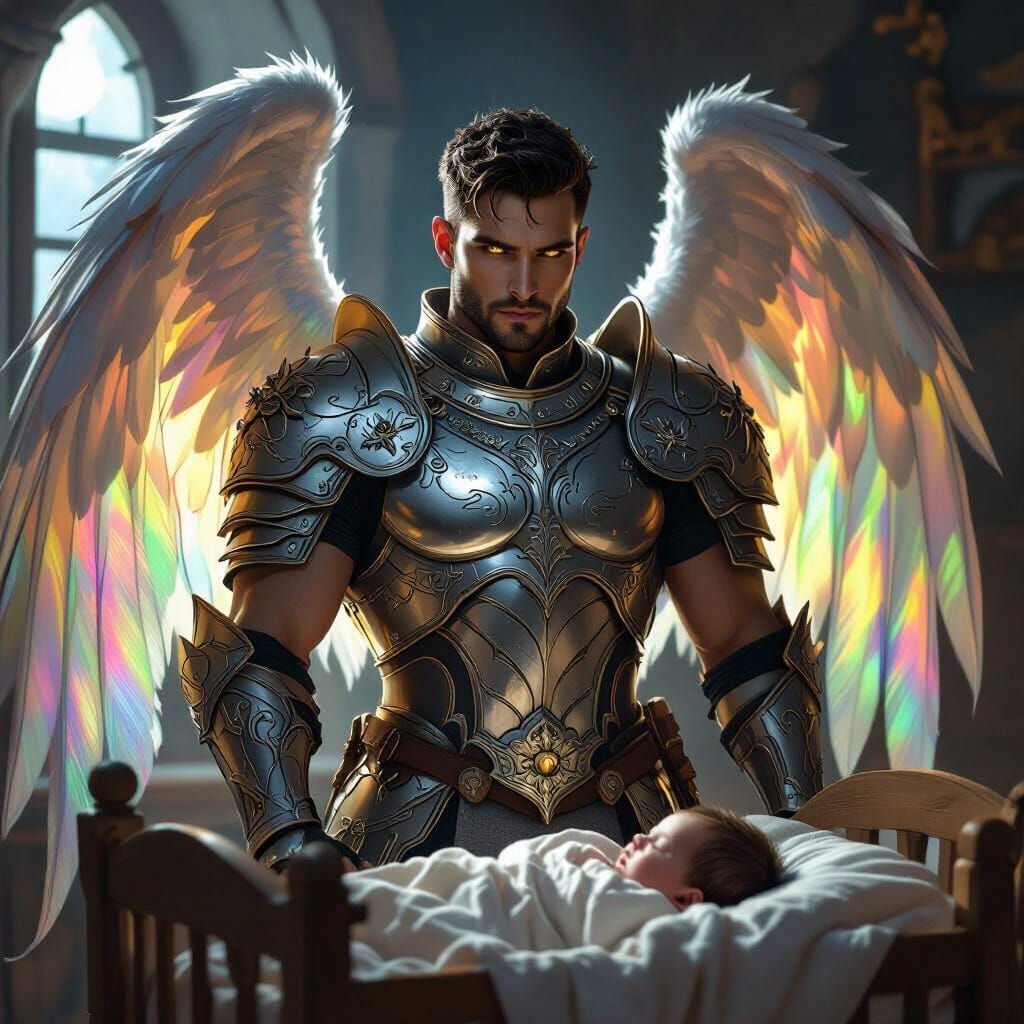 His Angel Keeps Gaurd While He Sleeps.