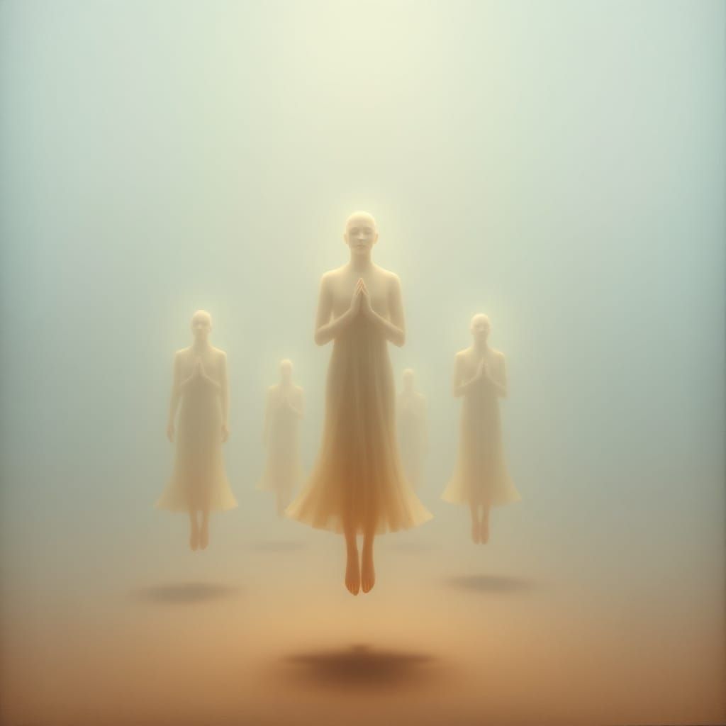 Surreal Beings Dissolving in Dreamlike Void