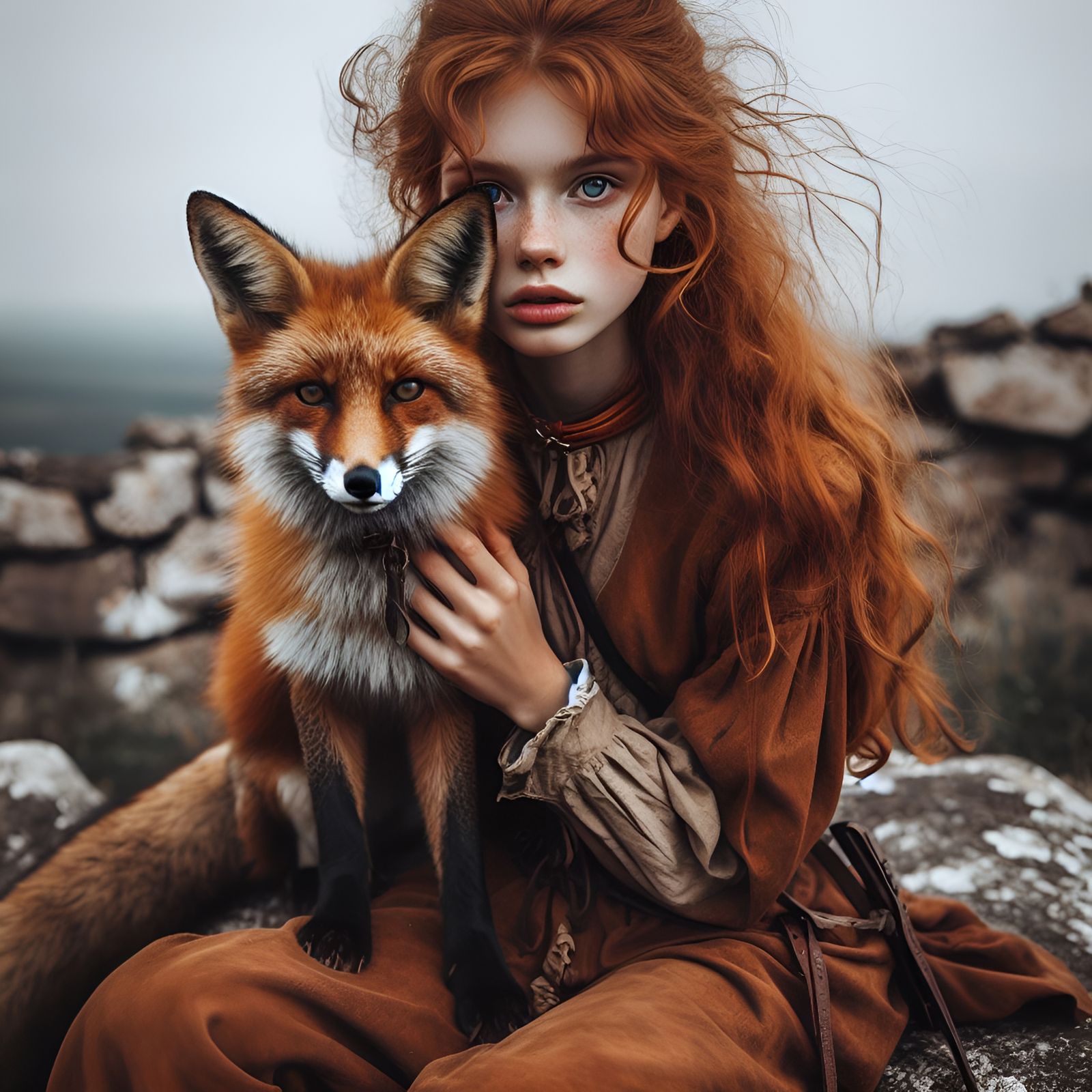 Girl with fox