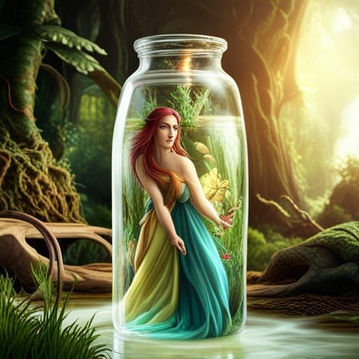 Wood spirit in bottle