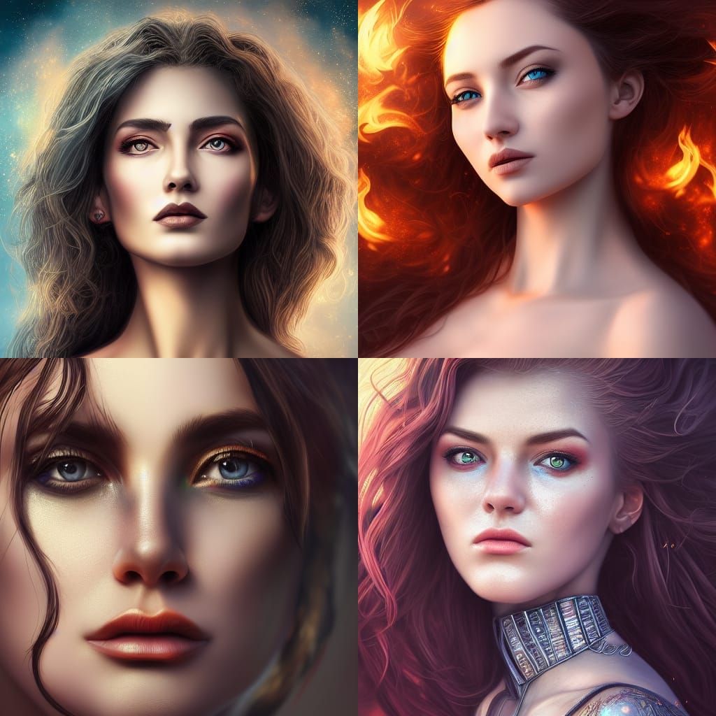 Stunning woman portrait, a masterpiece, hyper details, fire ...