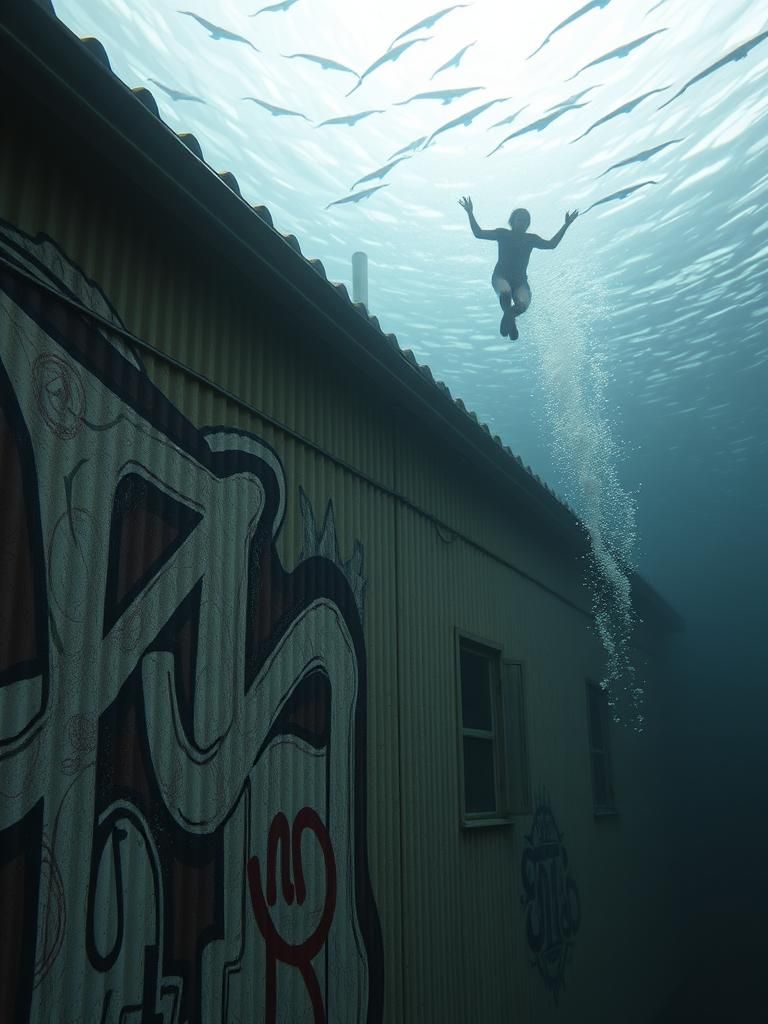 Unsettling Underwater Dreamscape in Dada Style
