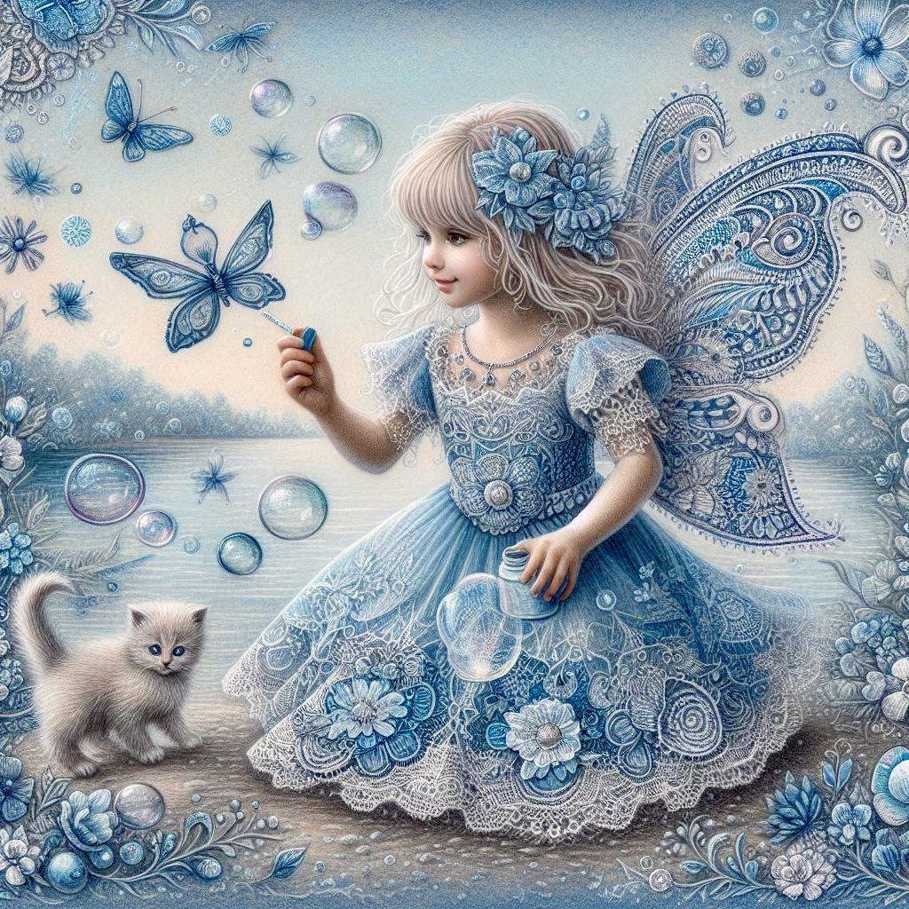 Blue Fairy with Kitten, a series