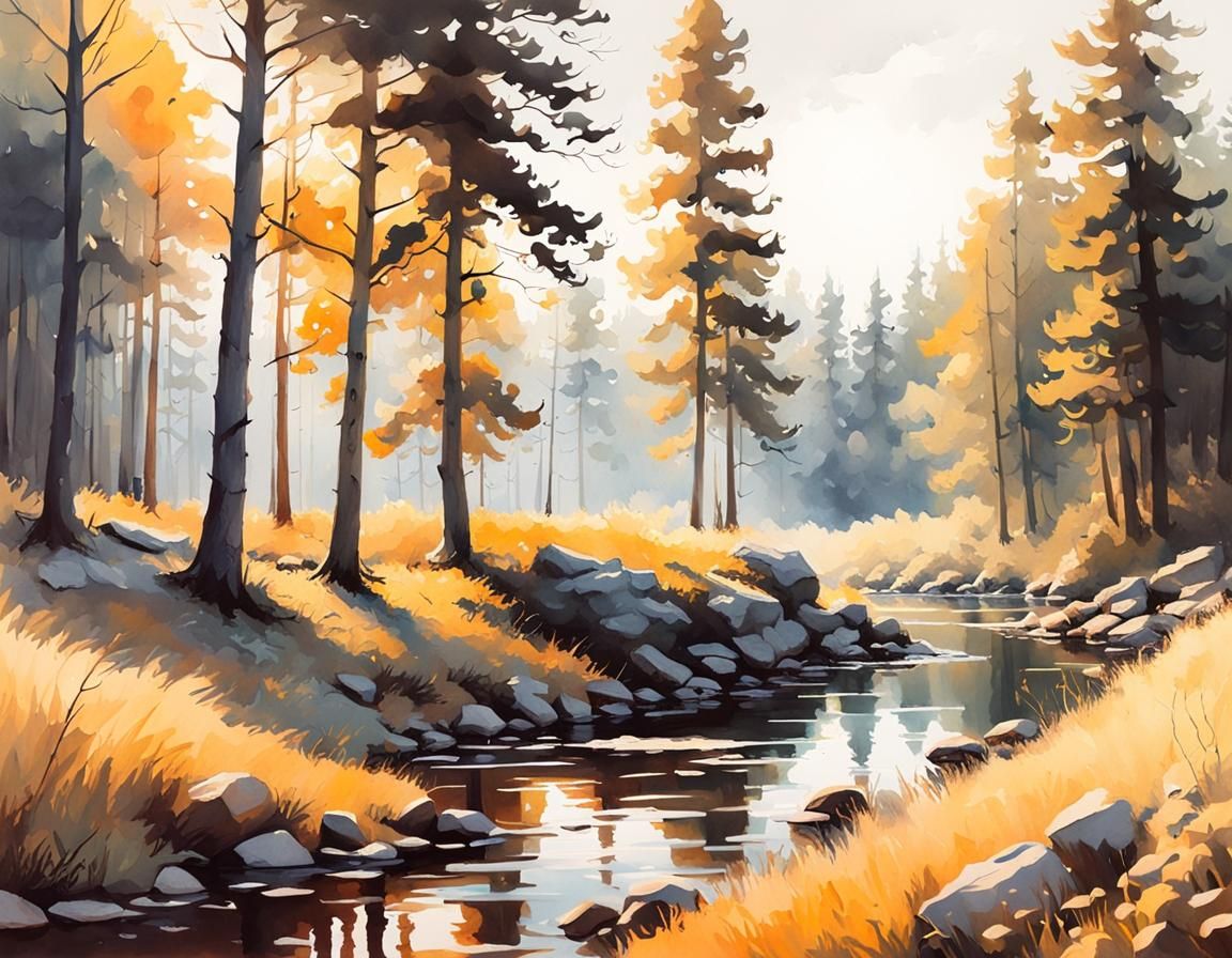 Sunny Afternoon Watercolor Painting with Natural Lighting