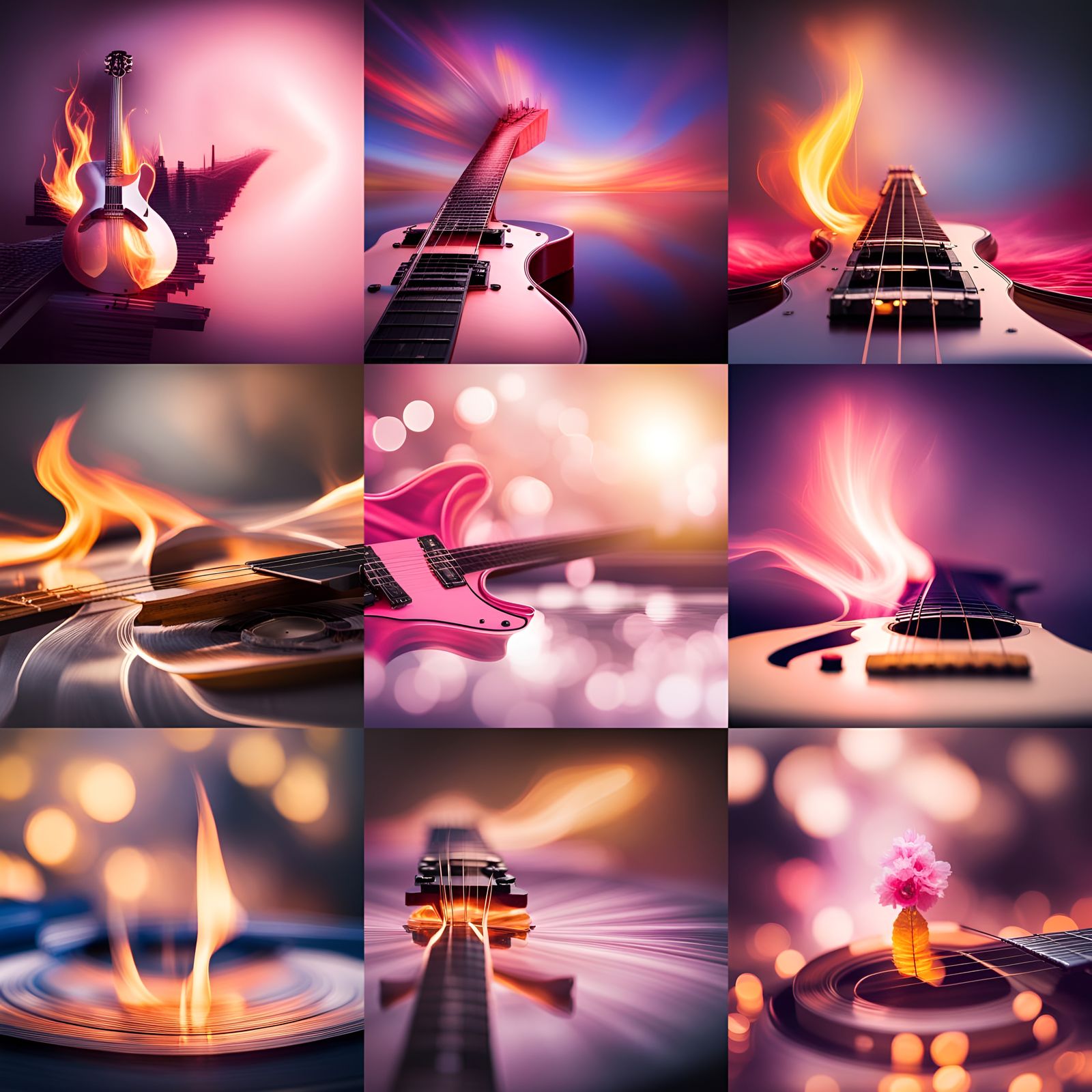 Pink guitar on fire