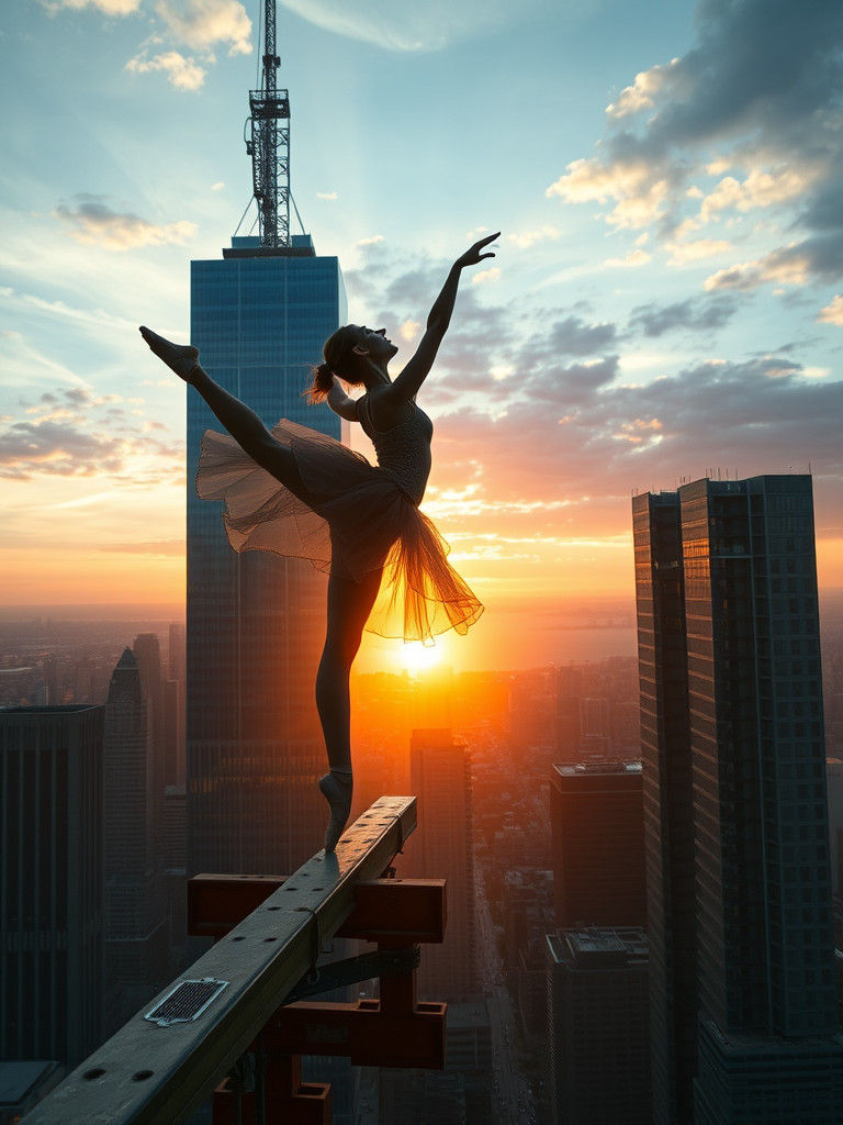 Dancing on construction beam   by @David Myers
