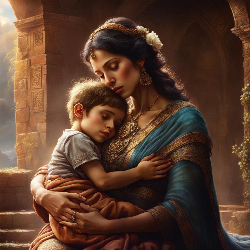 Mother And Her Son - Ai Generated Artwork - Nightcafe Creator