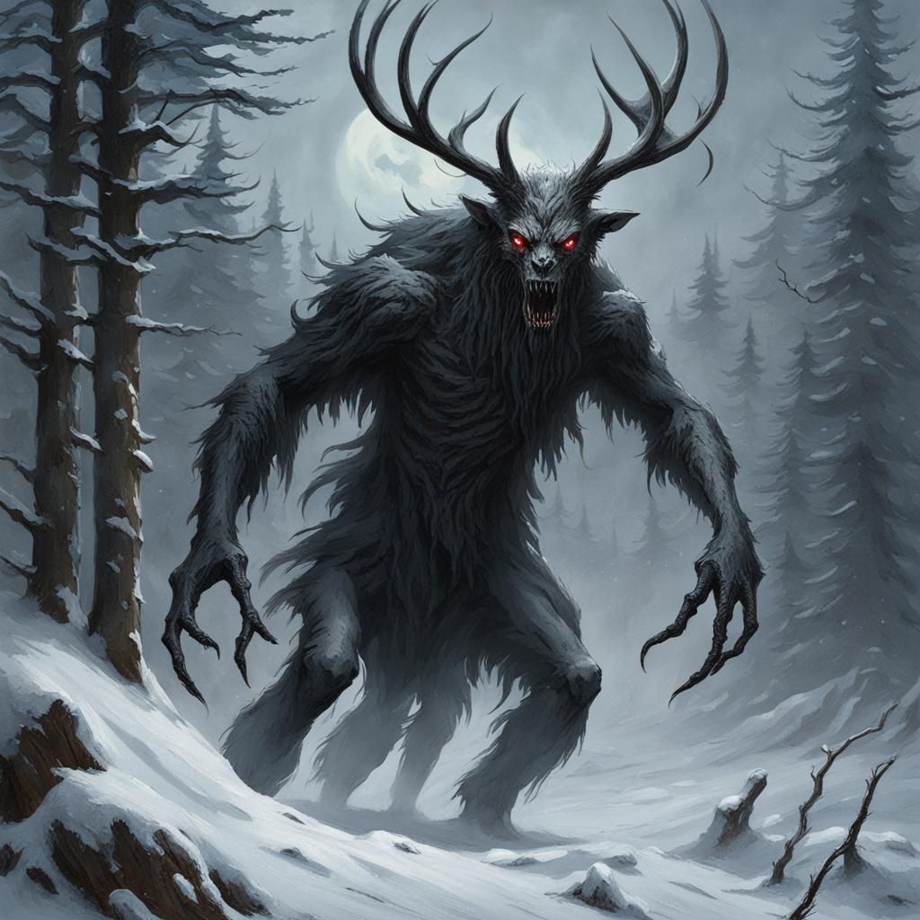 Scary wendigo in the snow biome