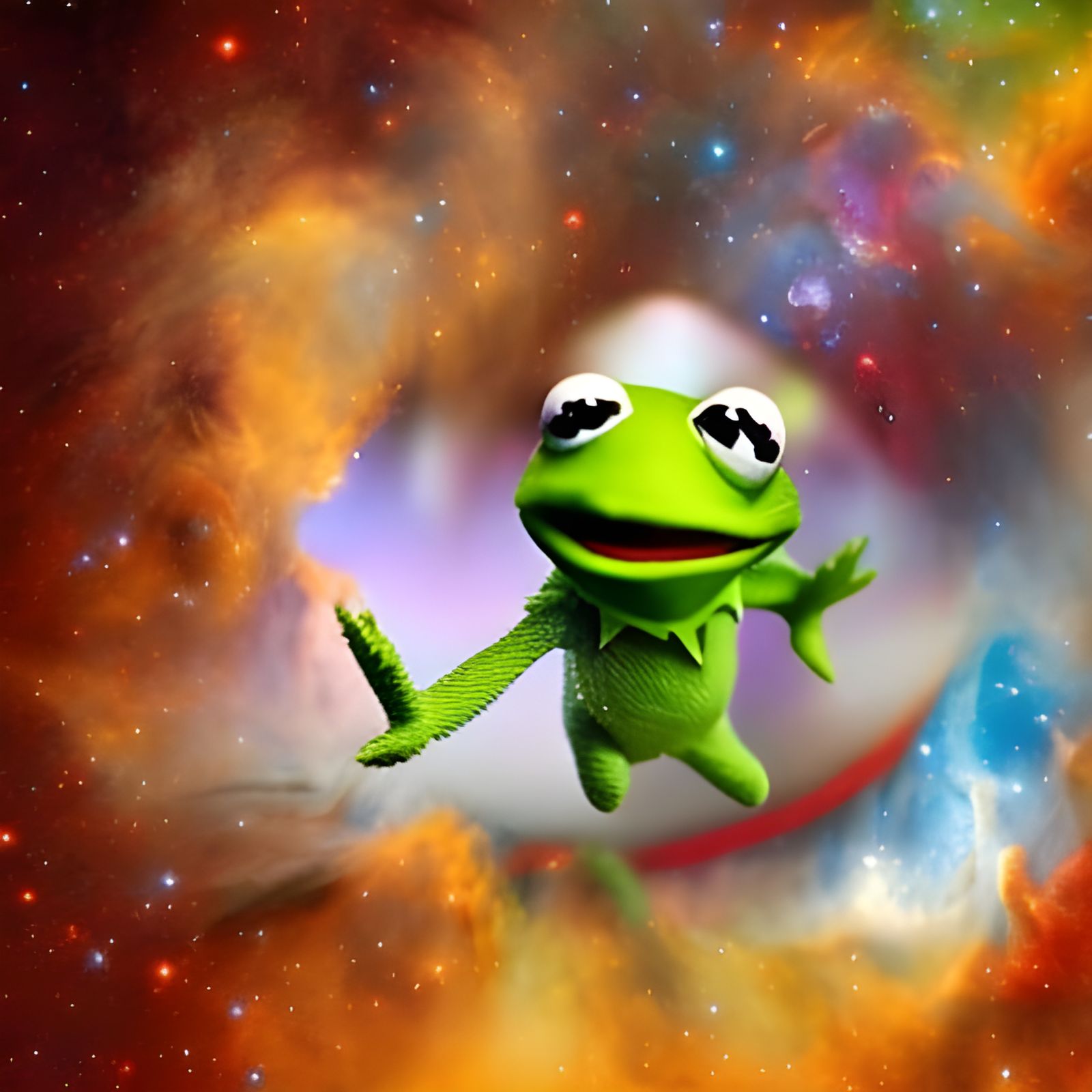 kermit the frog floating through space - AI Generated Artwork ...