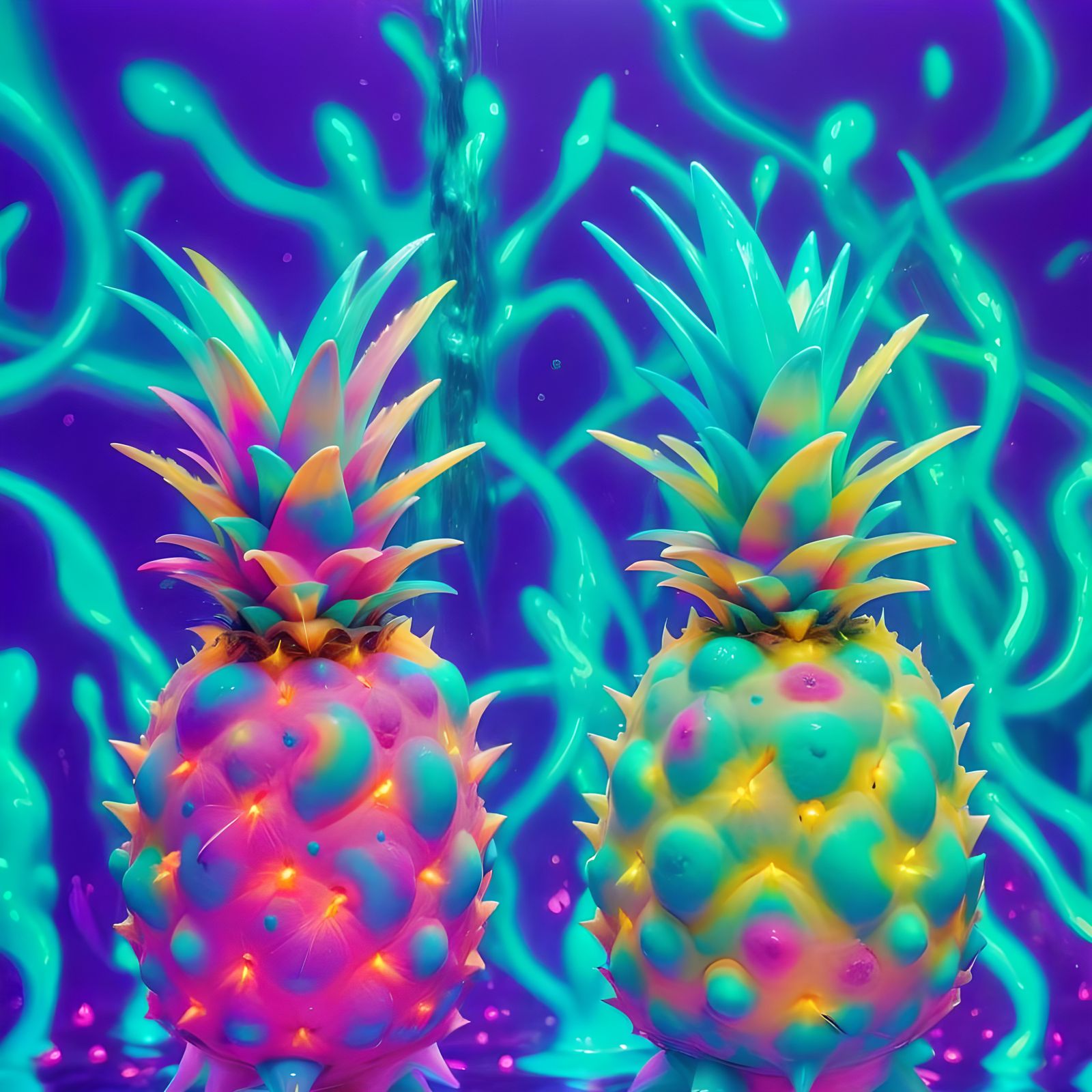 Psychedelic Surreal Bioluminescent Pineapples #1322