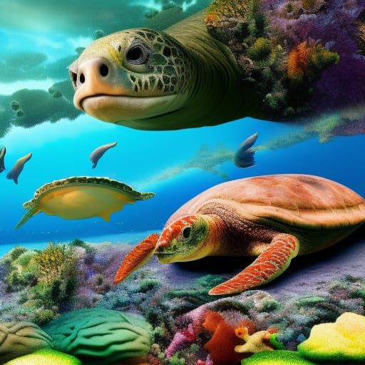 Hyper realistic sea turtle swimming in its environment high ...