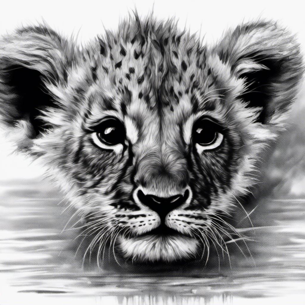 Premium Photo | There is a watercolor drawing of a lion cub sitting down  generative ai