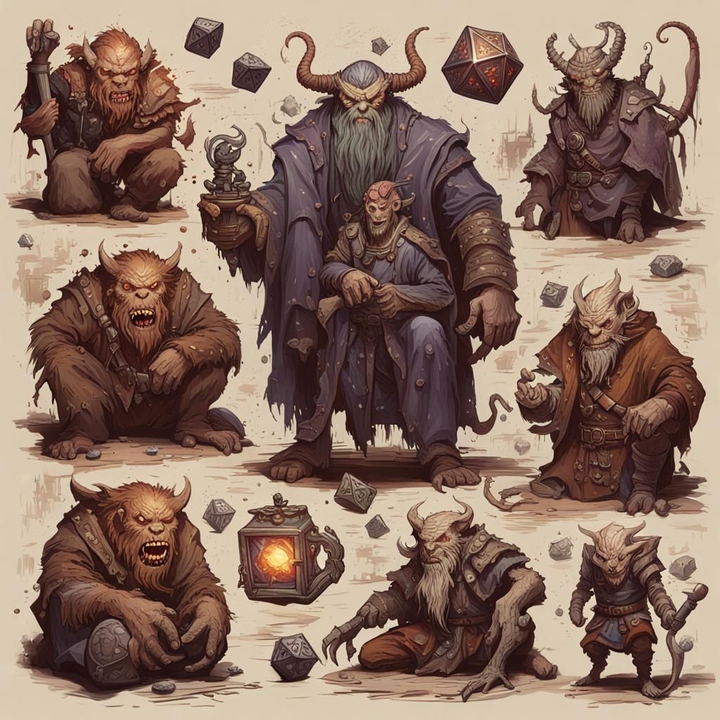 (text "D&D":1.7), (beholder, tiefling, bugbear, gelatinous c...
