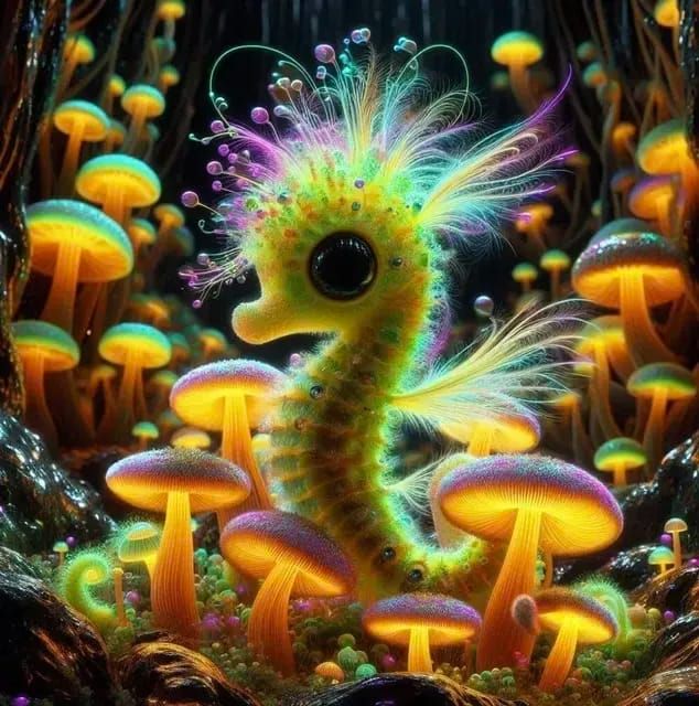 Teeny Tiny Yellow Fluffy Seahorse