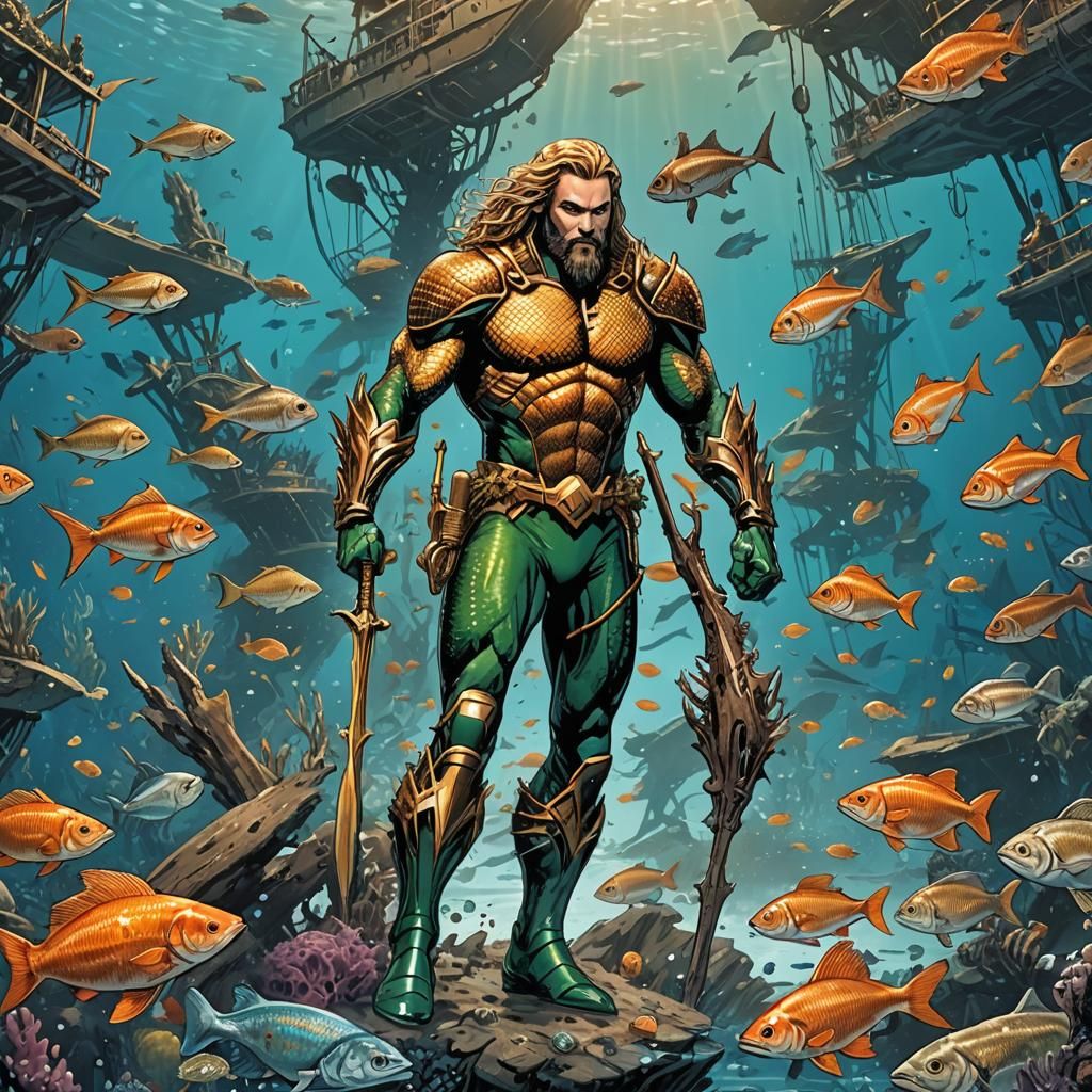 Aquaman, underwaterworld, shipwrack, fishes, riff,