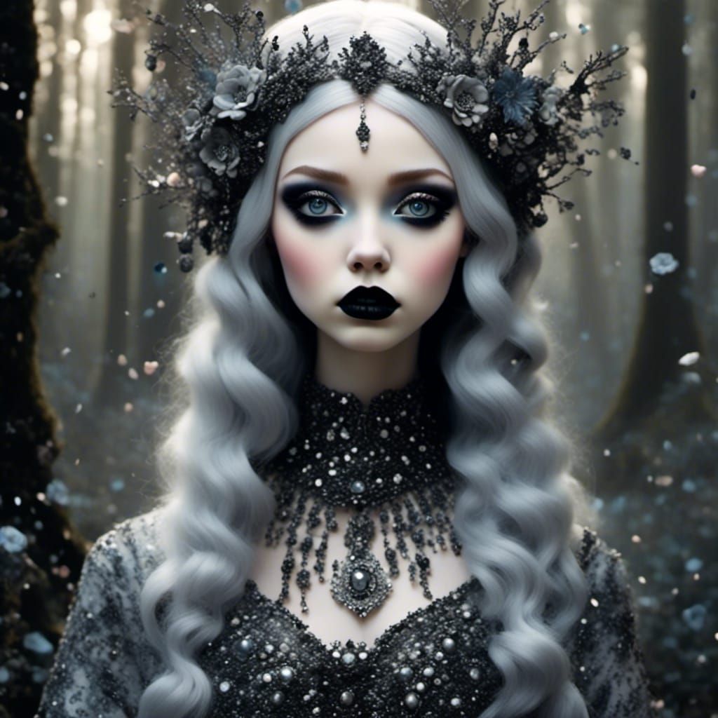 Girl with Smokey Hair in Enchanted Forest